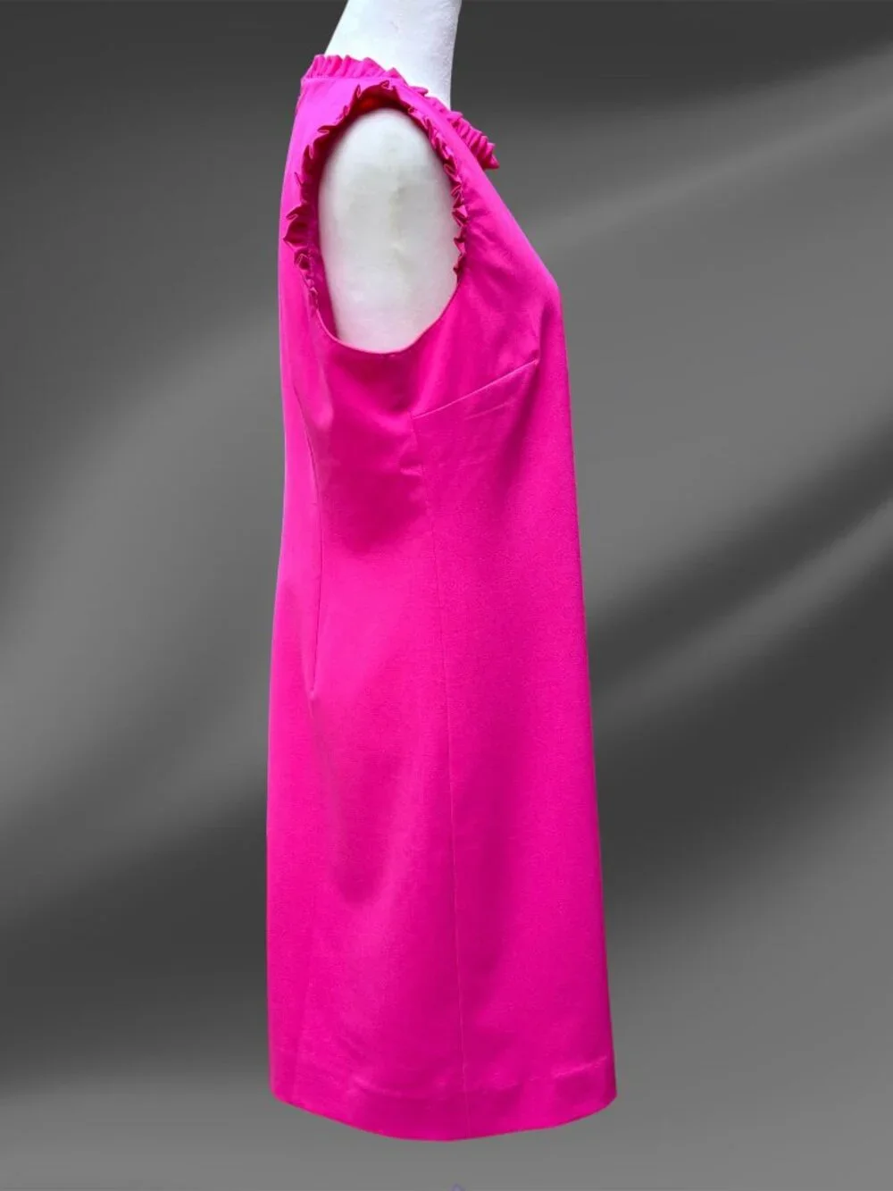 J. Crew Fuchsia Pink Ruffle Trim Sleeveless A-Line Dress Classic Career Sz 8
